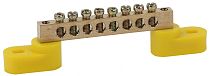 Шина PE "земля" ЭРА NO-222-109-1 на двух угловых изоляторах ШНИ-6х9-8-У2-Желтый