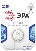 Элемент питания ЭРА CR2025-1BL алкалиновый