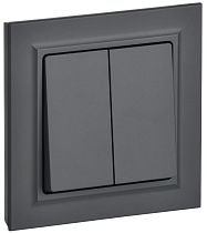 Выключатель двухклавишный BRITE 10А в сборе ВСР10-2-0-БрГ графит  IEK