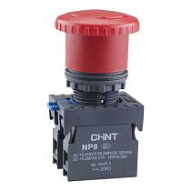 Кнопка управления "Грибок" Φ40мм NP8-11ZS/14 фикс., красн., 1НО+1НЗ, IP65 (R) CHINT
