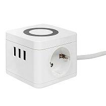 Удлинитель "Куб" 2 гнезда 3USB 2,4А+зарядное устройство 1,3 метра 1мм2 Удлинитель "Куб" 2 гнезда 3USB 2,4А+зарядное устройство 1,3 метра 1мм2
