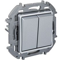INSPIRIA Выключатель 2-клавишный проходной 10А безвинтовое крепление алюминий
