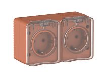 AtlasDesign PROFI IP54 О/У РОЗЕТКА двойная с з/к со шторками 16А, ТЕРРАКОТОВЫЙ Systeme Electric (Schneider Electric)