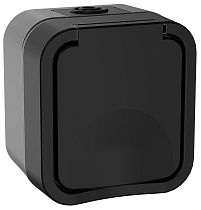 TORS Розетка 1-местная с заземляющим контактом и крышкой 16А IP55 TS120 графит  IEK