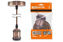 Патрон Е27 с подвесом 1 м, металлический "Лофт", медь  TDM