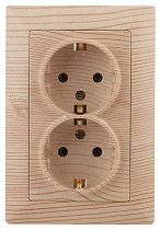 Розетка ЭРА Intro Solo 4-205-11 с заземлением двойная 2X2P+E Schuko, 16А-250В, IP20, скрытой установки, сосна