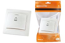 Кнопка звонковая с подсветкой 6А белая "Таймыр"  TDM