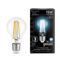 Лампа Gauss Filament А60 15W 1450lm 4100К Е27 LED 1/10/40 Лампа Gauss Filament А60 15W 1450lm 4100К Е27 LED 1/10/40