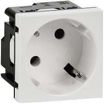 Розетка 45град с заземляющим контактом без защитной шторки и винтовым зажимом (2 модуля) белая