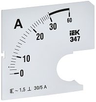 Шкала сменная для амперметра Э47 60/5А класс точности 1,5 72х72мм  IEK Шкала сменная для амперметра Э47 60/5А класс точности 1,5 72х72мм  IEK