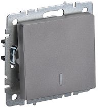 BRITE Выключатель 1-клавишный с индикацией 10А ВС10-1-1-БрС сталь  IEK