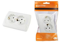 Розетка двойная 2П+3 16А 250В белая "Онега"  TDM