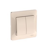 Glossa Бежевый Выключатель 2-кл., сх.5, 10АХ, в сборе, быстрозажим. клемм