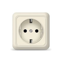 Розетка одноместная серия "Олимп" б/з, о/у, 16А, 220В, "слоновая кость" (ivory) (еврослот) UNIVERSAL