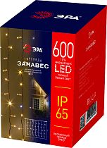 Гирлянда ЭРА ERAPS-SP1 600LED Занавес 2м*3м, теплый свет, бел. мерц, прозрачн. ПВХ, 220В, IP65