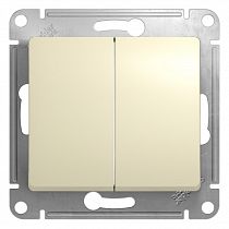 Glossa Бежевый Выключатель 2 клавишный , сх.5, 10АХ Systeme Electric (Schneider Electric)