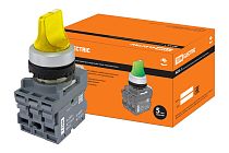 Переключатель на 3 положения с фиксацией M3SS1-21Y короткая ручка(LED) d22мм/220B 1з+1р желтый  TDM