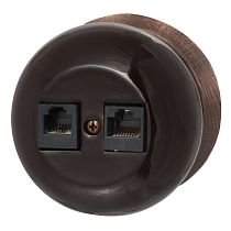 Розетка RJ45 информационная,двойная,серия "ФАБЕРЖЕ", керамика, цвет коричневый Bironi Розетка RJ45 информационная,двойная,серия "ФАБЕРЖЕ", керамика, цвет коричневый Bironi