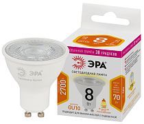 Лампа светодиодная ЭРА STD LED Lense MR16-8W-827-GU10 линзованная софит теплый белый свет