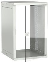 Шкаф настенный 19" 18U 600х650мм стеклянная дверь серый GENERICA