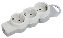 STANDARD Колодка для удлинителя с заземлением К03 3 места белый IEK