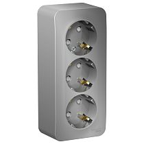 Blanca открытая установка с изолированной пластиной Алюминий Розетка 3 постоваяс заземлением со шторками 16А Systeme Electric (Schneider Electric)