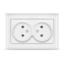 Розетка двухместная серия "Бриллиант" б/з, с/у, 16А, 220В, белая (еврослот) UNIVERSAL