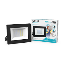 Прожектор светодиодный Gauss Elementary G2 30W 2695lm IP65 4000К черный 1/48 Прожектор светодиодный Gauss Elementary G2 30W 2695lm IP65 4000К черный 1/48