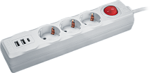 Удлинитель бытовой NPE-USB01-03-180-ESC-3X1 с заземлением выключатель 3 гнезда 1.8м USB2.1A Navigator