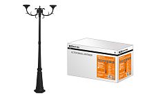 Опора парковая, без рассеив. НТУ 015, E27, 2x100 Вт, байонет 145 мм, H2005 мм, алюм, черн, IP54, TDM