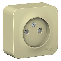 Blanca открытая установка с изолированной пластиной Бежевый Розетка без заземляющего контакта со шторками 16А Systeme Electric (Schneider Electric)