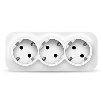 Розетка трехместная серия "IONICH", с заземлением, открытой установки, 16А, 220В, белая (еврослот)