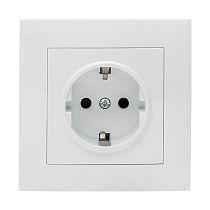Валенсия розетка 1-местная с/з 16А белая с защ. штор. EKF PROxima