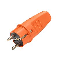 Вилка UNIVERSAL прямая с заземлением каучук 16А 250В IP44 еврослот оранжевая