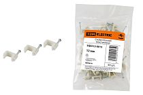 Скоба 12мм плоская пластиковая (белая) (50шт)  TDM