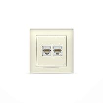 Розетка компьютерная двухместная серия "Бриллиант", с/у, 1А, RJ45, "слоновая кость" (ivory) (еврослот) UNIVERSAL