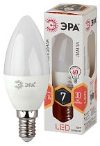 Лампа светодиодная ЭРА STD LED B35-7W-827-E14 свеча теплый белый свет