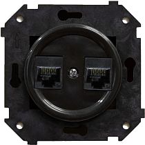 Розетка двойная компьютерная Шедель механизм+ накладка скрытый монтаж черный Bironi