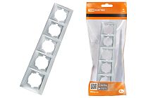 Рамка 5-ти постовая горизонтальная серебр. металлик "Лама"  TDM