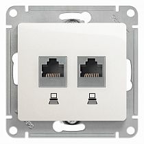 Glossa Перламутр Розетка компьютерная 2-ая RJ45+RJ45, кат.5E Systeme Electric (Schneider Electric)
