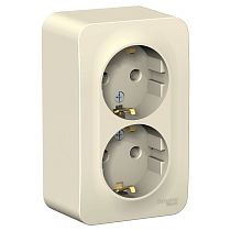 Blanca открытая установка без пластины Молочный Розетка двойная с заземлением, 16А Systeme Electric (Schneider Electric)