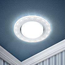 Светильник ЭРА DK LD27 WH/WH декор cо светодиодной подсветкой GX53, белый/белый (30/720)