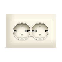 Розетка двухместная серия "Севиль" с/з, с/у, з/ш 16А, 220В, "слоновая кость" (ivory) (еврослот) UNIVERSAL