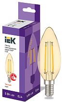 Лампа светодиодная C35 свеча золото 5Вт 230В 2700К E14 Filament IEK Лампа светодиодная C35 свеча золото 5Вт 230В 2700К E14 Filament IEK
