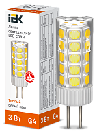 Лампа светодиодная CORN капсула 3Вт 12В 3000К керамика G4 IEK Лампа светодиодная CORN капсула 3Вт 12В 3000К керамика G4 IEK