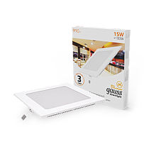 Встраиваемый светильник Gauss ультратонкий квадратный IP20 15Вт, 170х170х22мм, d155х155мм, 3000K 990lm