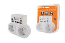 Таймер розеточный ТРЭ-03-1мин/7дн-10on/off-2х8А-2р (недельный, 2 розетки)  TDM