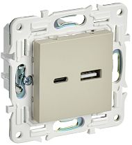 SKANDY Розетка USB A+C 18Вт SK-R13B бежевый IEK SKANDY Розетка USB A+C 18Вт SK-R13B бежевый IEK