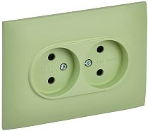 SKANDY Розетка 2-местная без заземления с защитными шторками 10А в сборе SK-R09G мятный IEK
