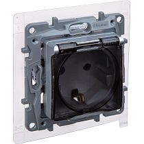 ETIKA Розетка 1-местная с заземлением с защитными шторками и крышкой 16А IP44 алюминий